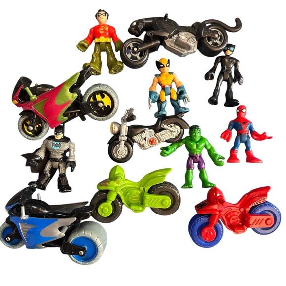 Imaginext DC SUPER FRIENDS figures and motorcycles bundle 12 pcs 215 - Picture 4 of 4